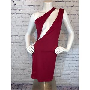 Burgundy One-Shoulder Bodycon Dress